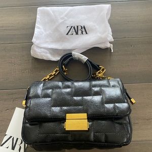 Zara Quilted Black Crossbody Bag NWT & Dustbag
